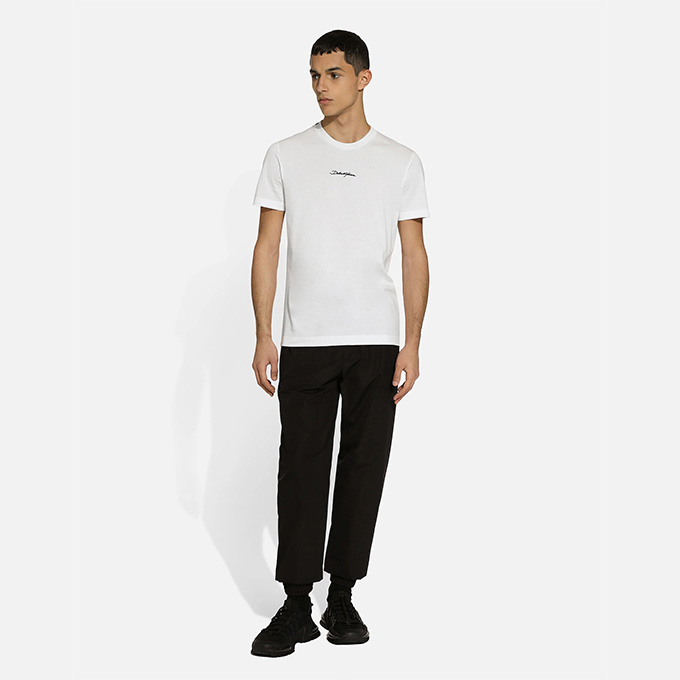 dolce & gabbana embroidered signature cotton short sleeve t-shirt